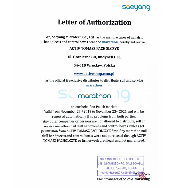 Saeyang Nail Drill Machine Marathon K35 Crafien White + SH30N