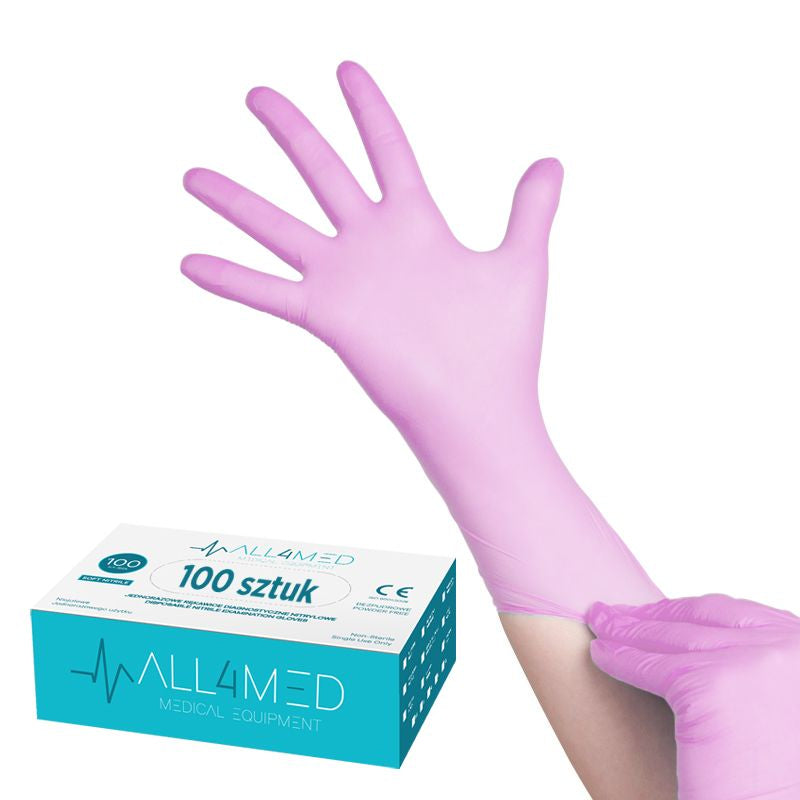 All4med disposable diagnostic nitrile gloves pink L