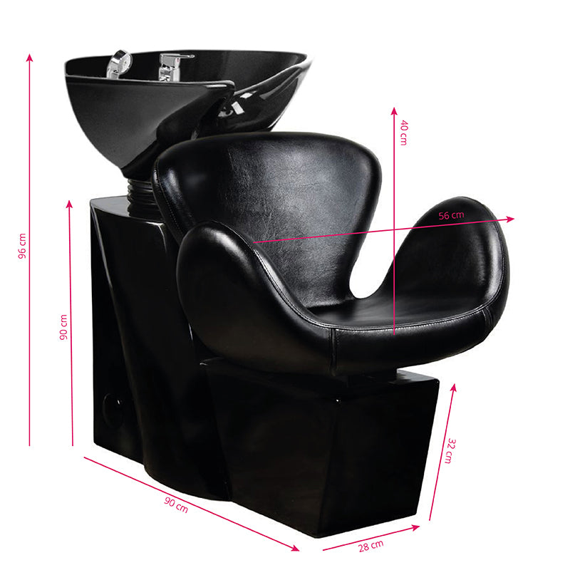 Gabbiano Amsterdam černá/černá mísa kadeřnický mycí box