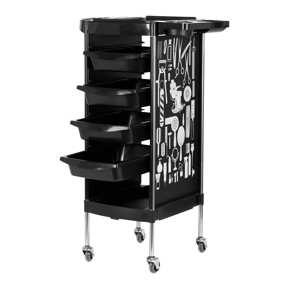 GABBIANO HAIRDRESSER TROLLEY X11-9 BLACK GRAPHICS
