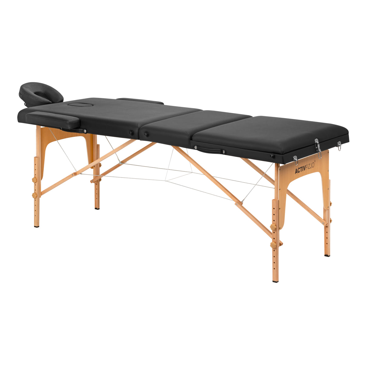 WOODEN FOLDING MASSAGE TABLE COMFORT ACTIVFIZJO LUX 3-SECTIONS 190X70 BLACK